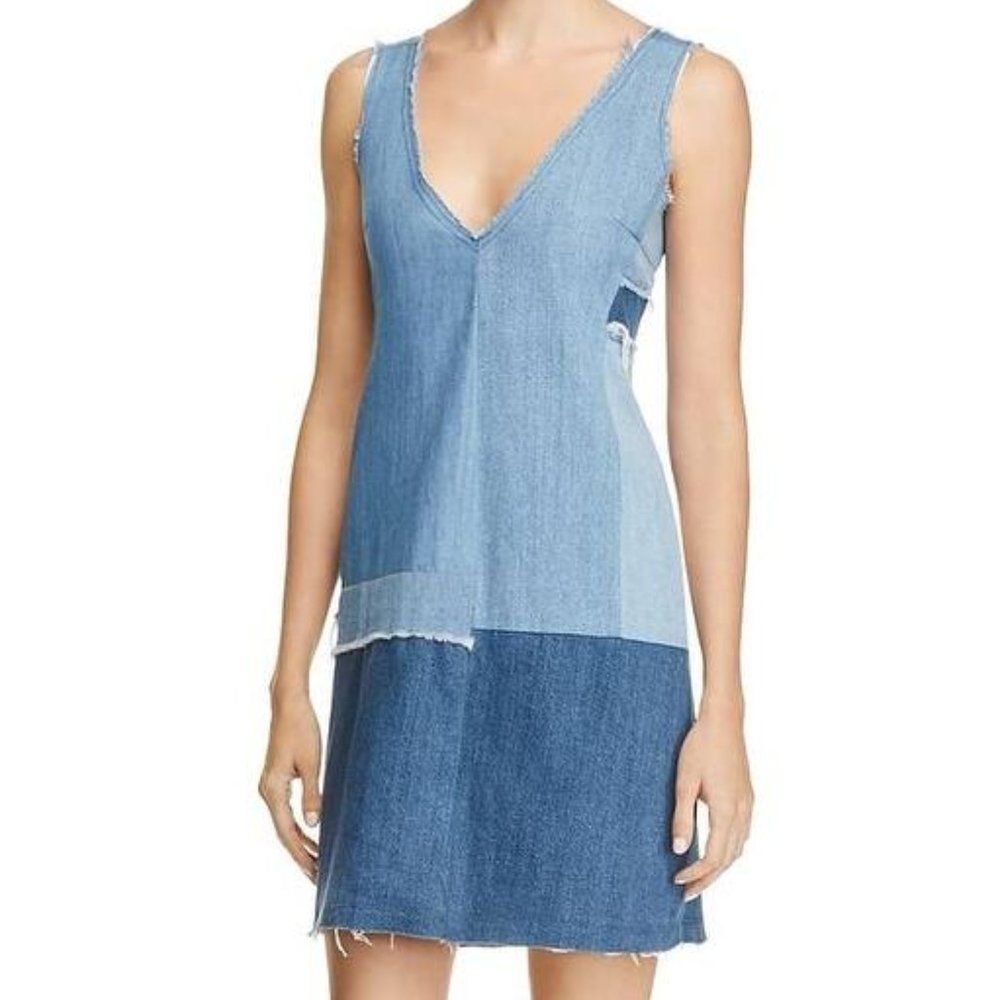 Paige NWT Denim Patchwork Jeans Mini Dress S Premium Marilyn Lucinda